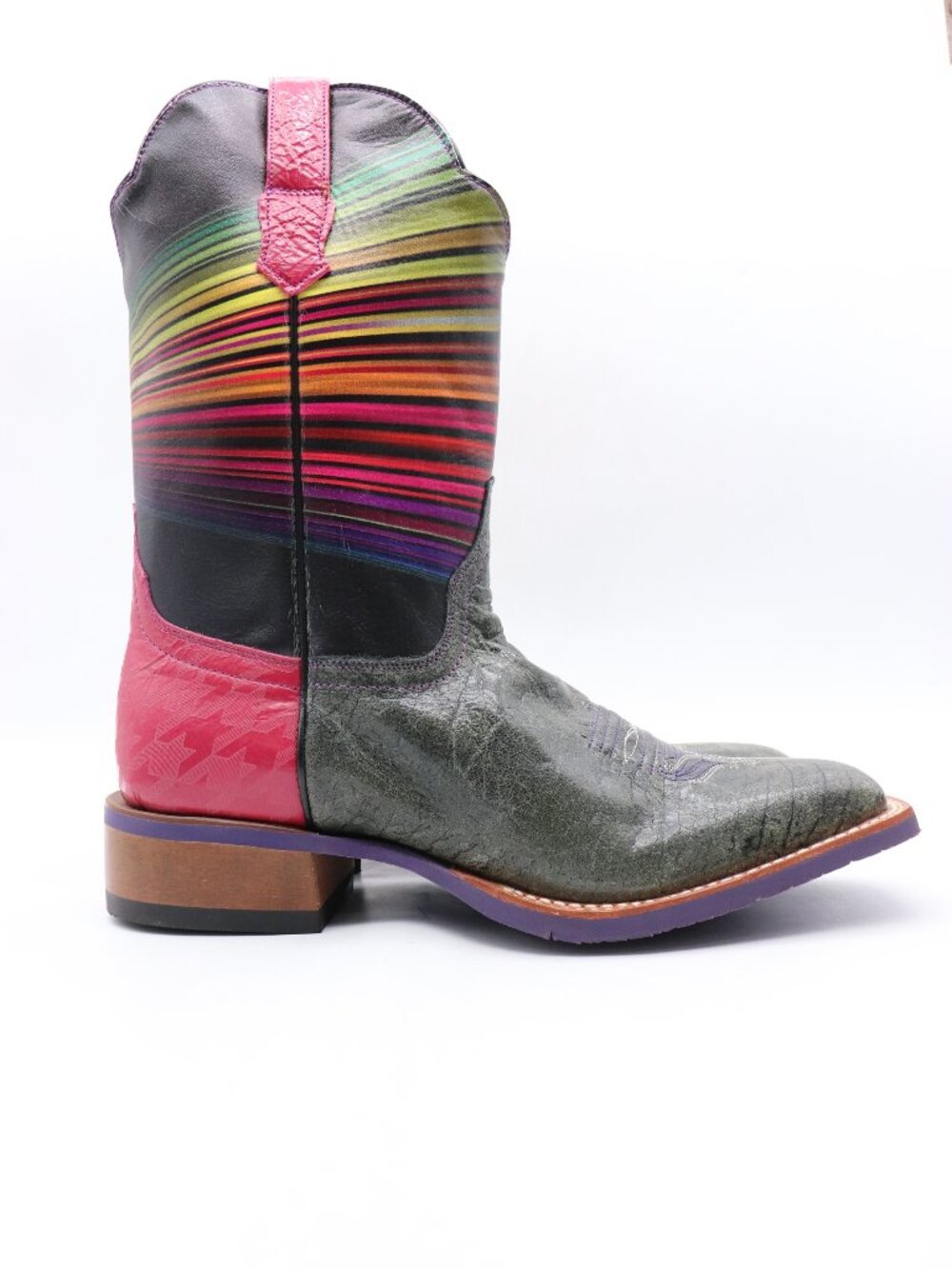 Cinch Women's Size 11 B Western Leather Square Toe Cowboy Boots Rainbow